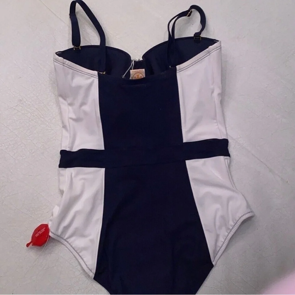 NWT Tory Burch Navy and White One Piece Bathing Suit